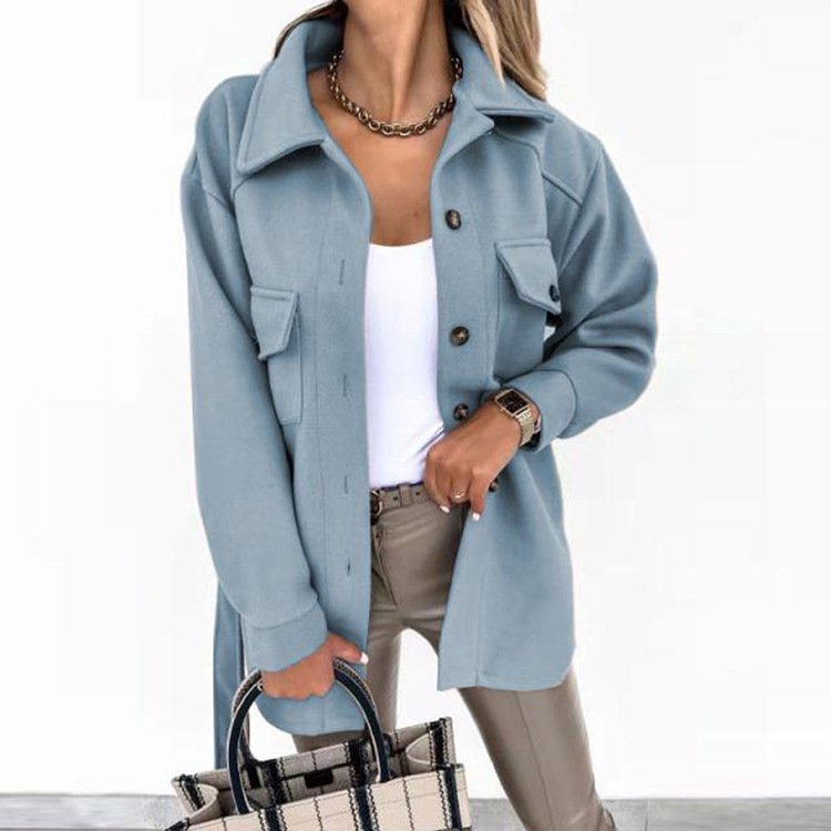 Lapel Jacket Fashion Casual Single-Breasted Coat With Belt Spring Autumn Women's Clothing 2
