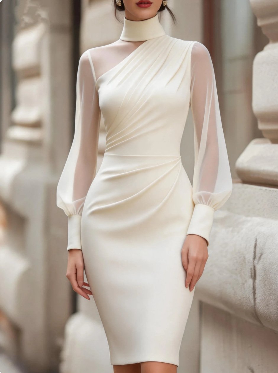 Turtleneck Slim-fit Sheath Dress 2