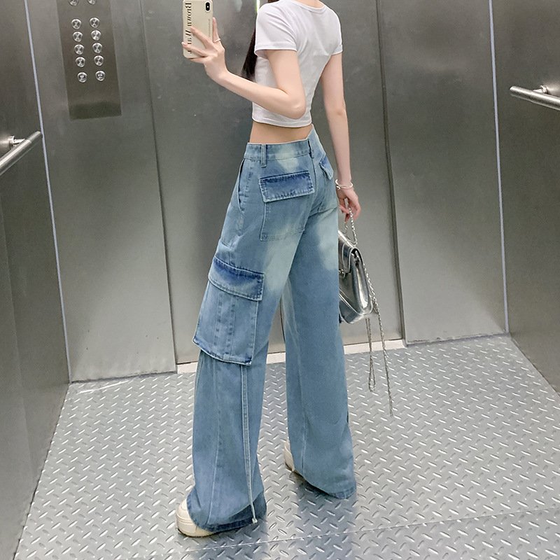 Figure-flattering Straight-leg Floor-length Pants With Large Pocketsversatile And Easy To Style 2