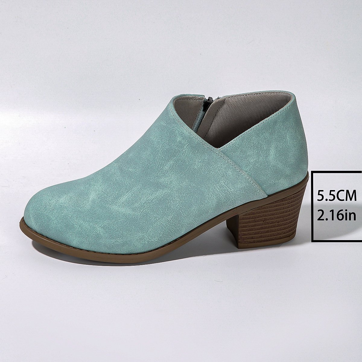 Chunky Heel Round Toe Ankle Boots With Side Zipper Design Fashion Fall Winter Short Boots For Women Shoes 2